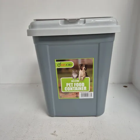 30 LITRE PET FOOD CONTAINER – GREY PLASTIC WITH LID