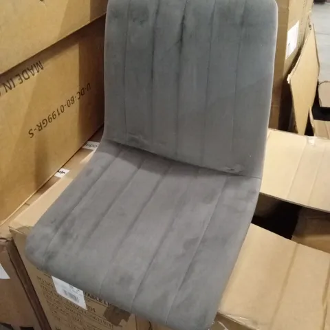 BOXED SET OF 2 GREY VELVET DINING CHAIRS