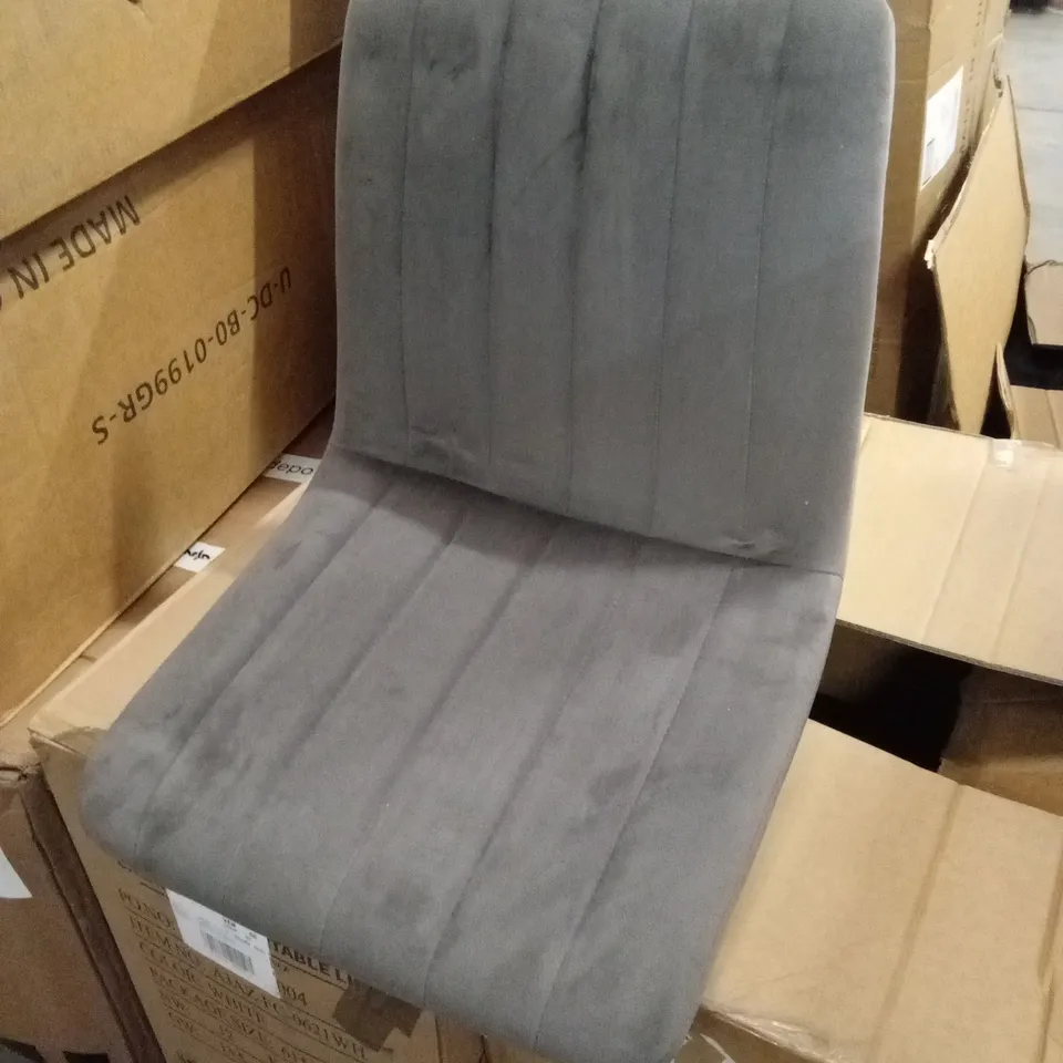 BOXED SET OF 2 GREY VELVET DINING CHAIRS