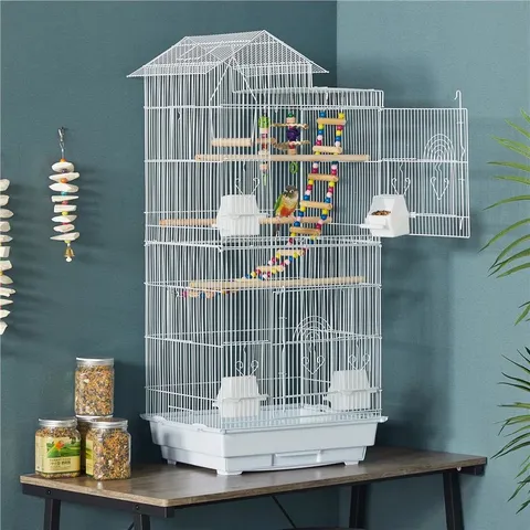 BOXED 99CM IRON POINTED TOP FLOOR BIRD CAGE WITH PERCH