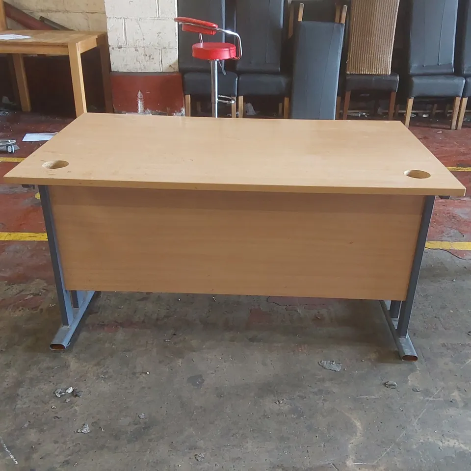 WOODEN DESK WITH METAL LEGS