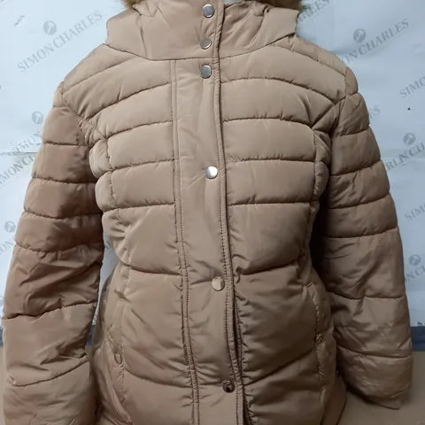 CENTIGRADE FAUX DOWN LONG LINE COAT IN CAPPUCCINO SIZE MEDIUM 