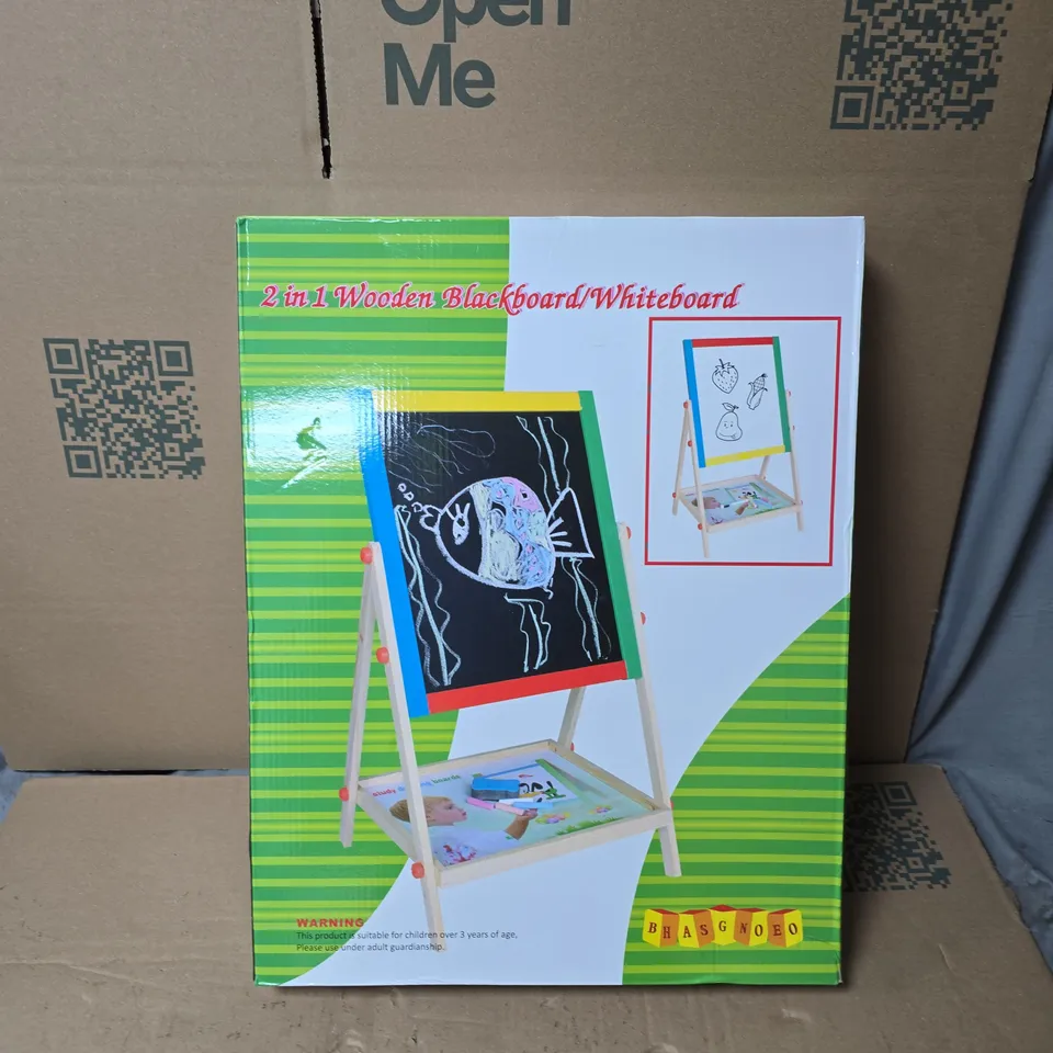 2 IN 1 WOODEN BLACKBOARD/WHITEBOARD EASEL FOR CHILDREN