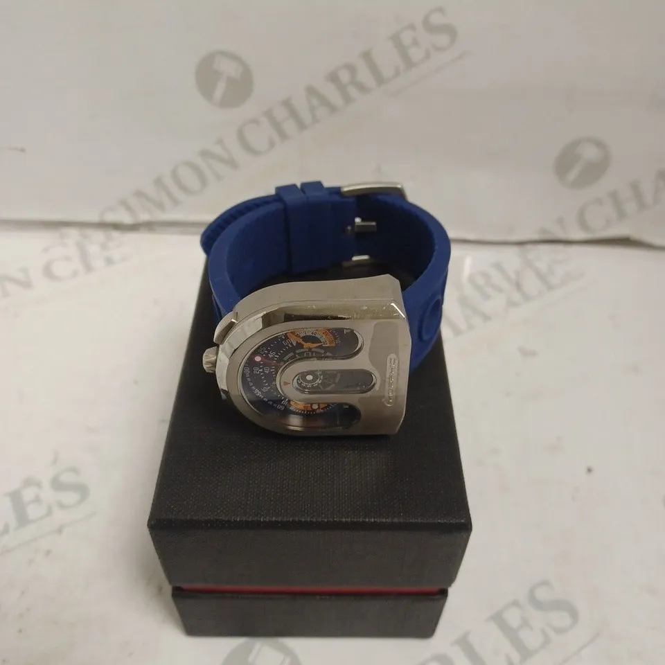 BOXED MORPHIC GENTS M95 SERIES WATCH - SILICONE STRAP - STAINLESS STEEL FACE - JAPAN CHRONO MOVEMENT - 5 ATM. 