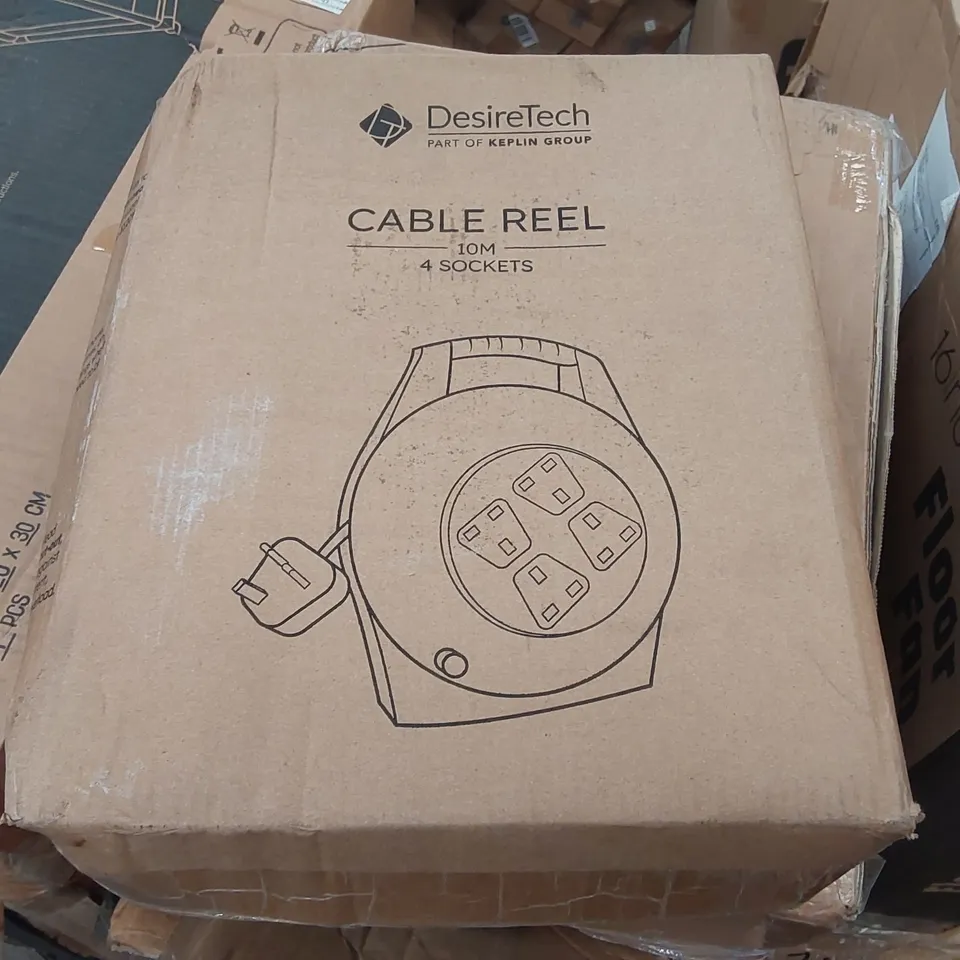 BOXED DESIRETECH 10m 4 SOCKET CABLE REEL 