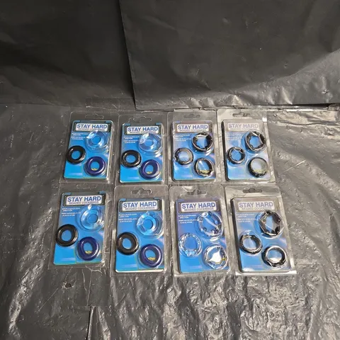 STAY HARD BEADED COCK RINGS – ASSORTED PACK OF 8 (SEALED BLISTER PACKS)