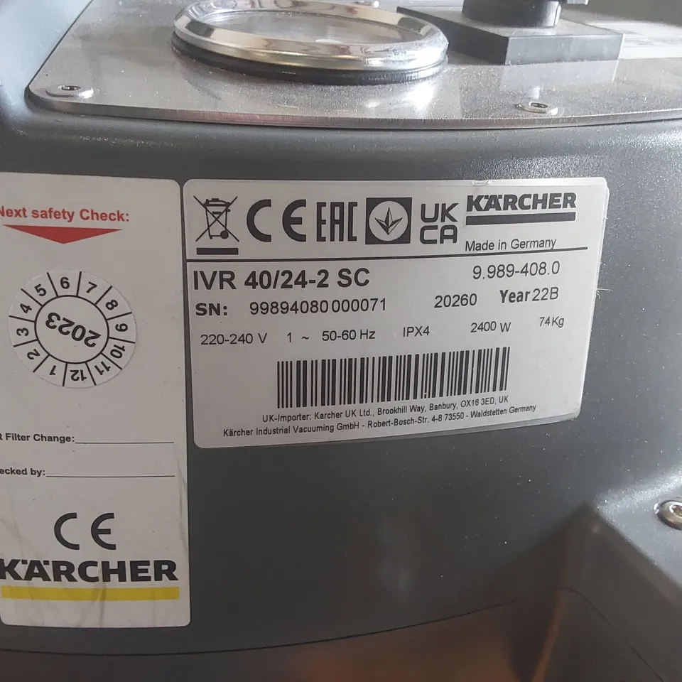 EX-DEMO KÄRCHER IVR 40/24-2 S/N 20260 INDUSTRIAL VACUUM CLEANER