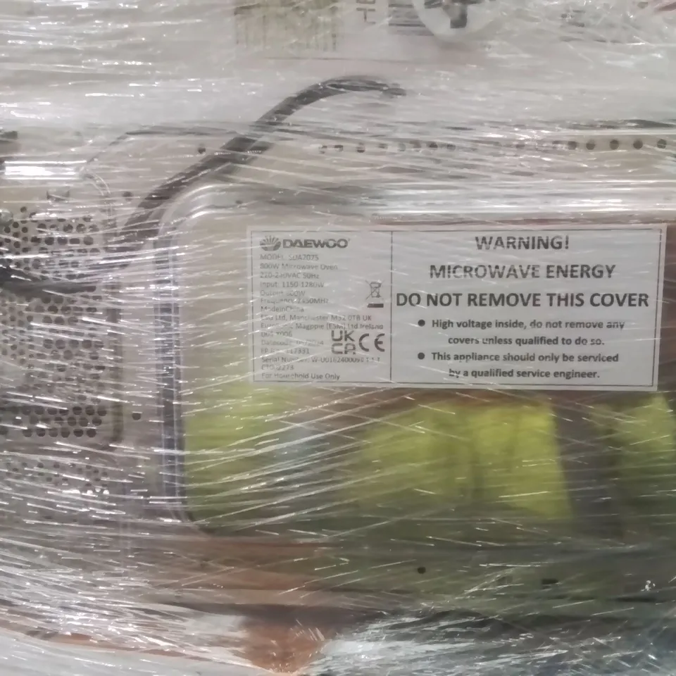PALLET CONTAINING VARIOUS ELECTRICAL ITEMS AND HOUSEHOLD PRODUCTS TO INCLUDE: 3KW FAN HEATER,MICROWAVE,500W GLASS JUG BLENDER