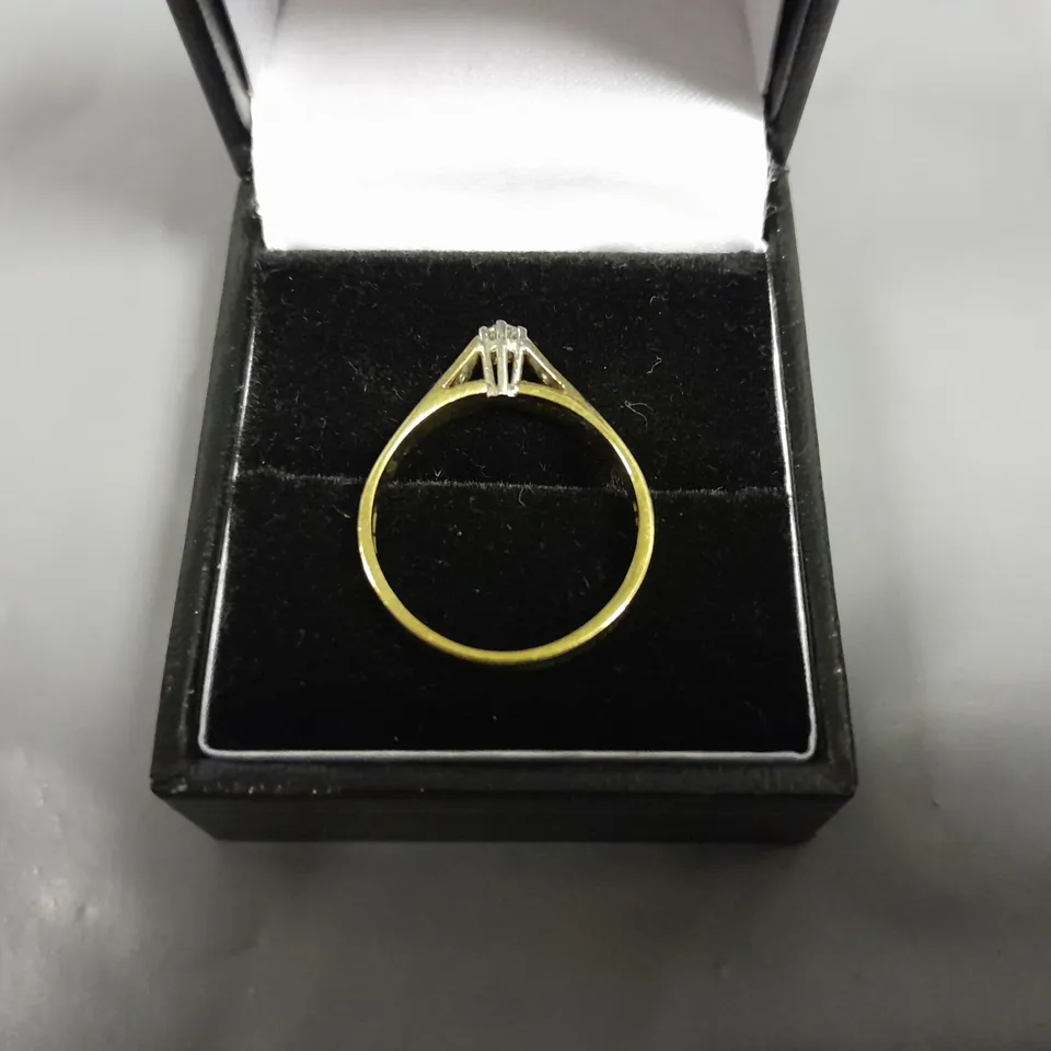 9CT GOLD SOLITAIRE RING SET WITH NATURAL DIAMONDS