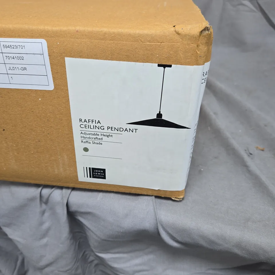 JOHN LEWIS RAFFIA CEILING PENDANT SHADE – ADJUSTABLE HEIGHT