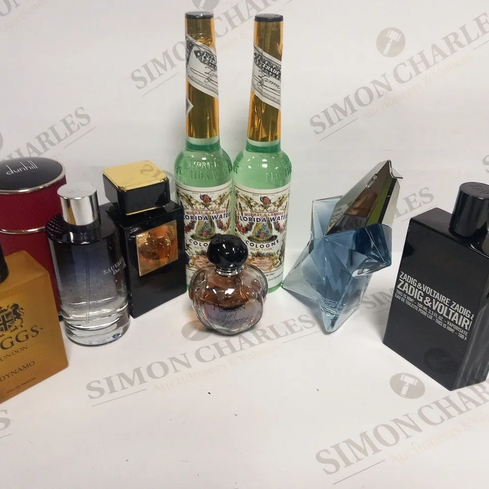 APPROXIMATELY 25 ASSORTED FRAGRANCES TO INCLUDE; RIGGS, DUNHILL, DIOR, MUGLER AND VOLTAIRE
