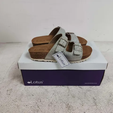 BOXED PAIR OF LOTUS TAFELLA SANDALS IN SILVER - EU 38