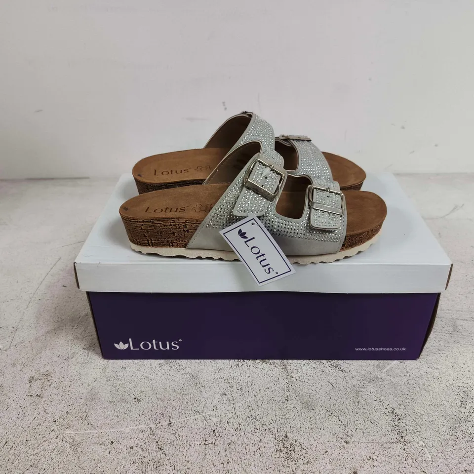 BOXED PAIR OF LOTUS TAFELLA SANDALS IN SILVER - EU 38