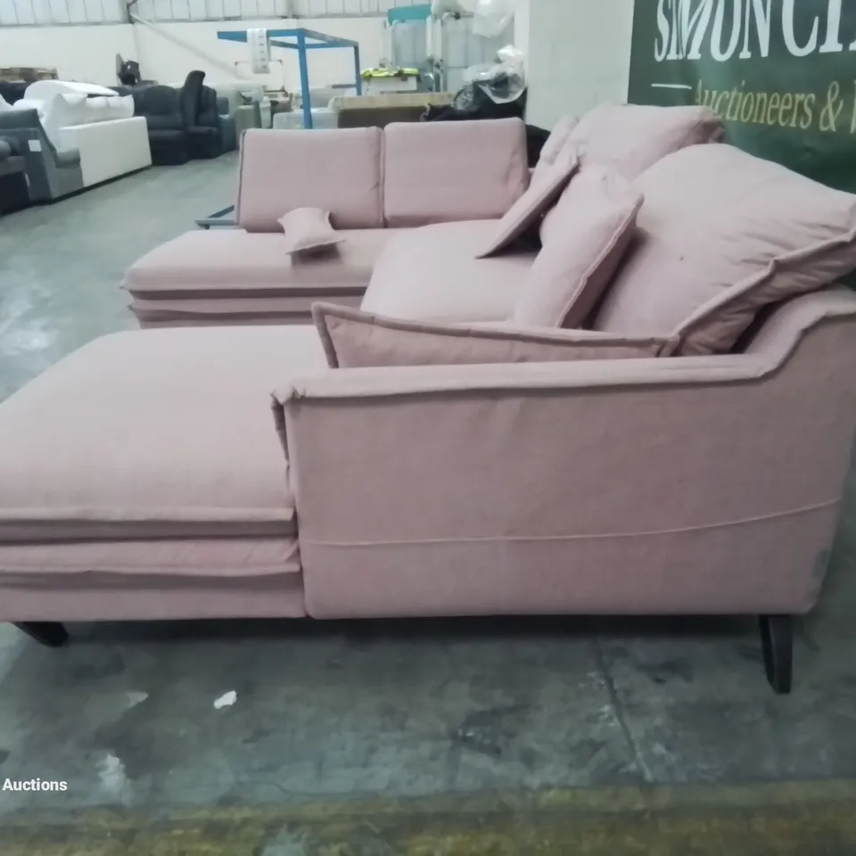 QUALITY DESIGNER YURI UPHOLSTERED CORNER SOFA IN PINK