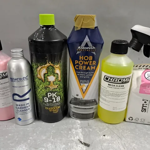 ASSORTED LIQUIDS TO INCLUDE MULTI-USE CLEANER, WASHING UP LIQUID, HOB POWER CREAM, ETC 