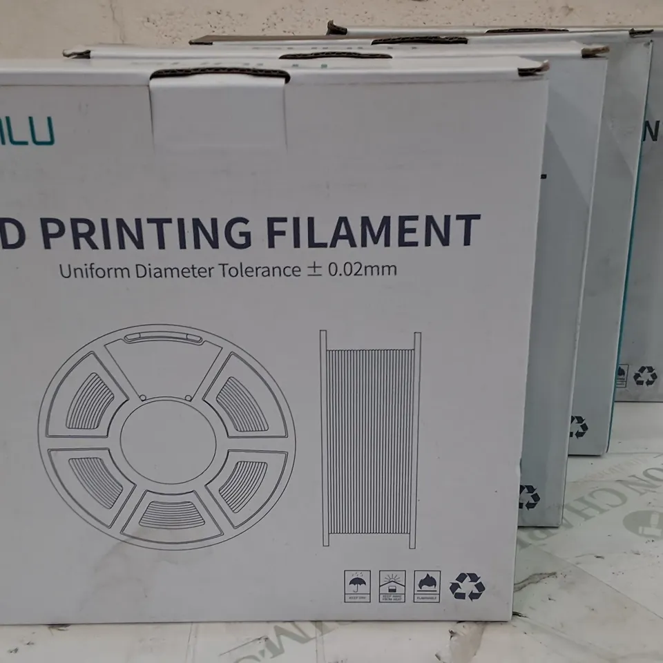 LOT OF 4 SUNLU 1KG 1.75MM 3D PRINTING FILAMENT - GREY, SILVER AND TRANSPARENT 