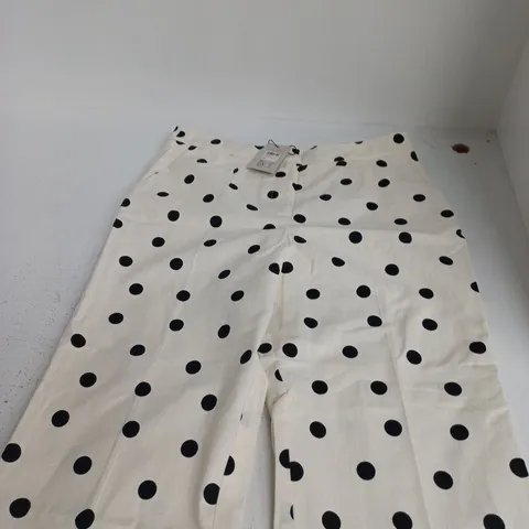 NOBODY'S CHILD WHITE POLKA DOT CIGARETTE TROUSERS – UK 16