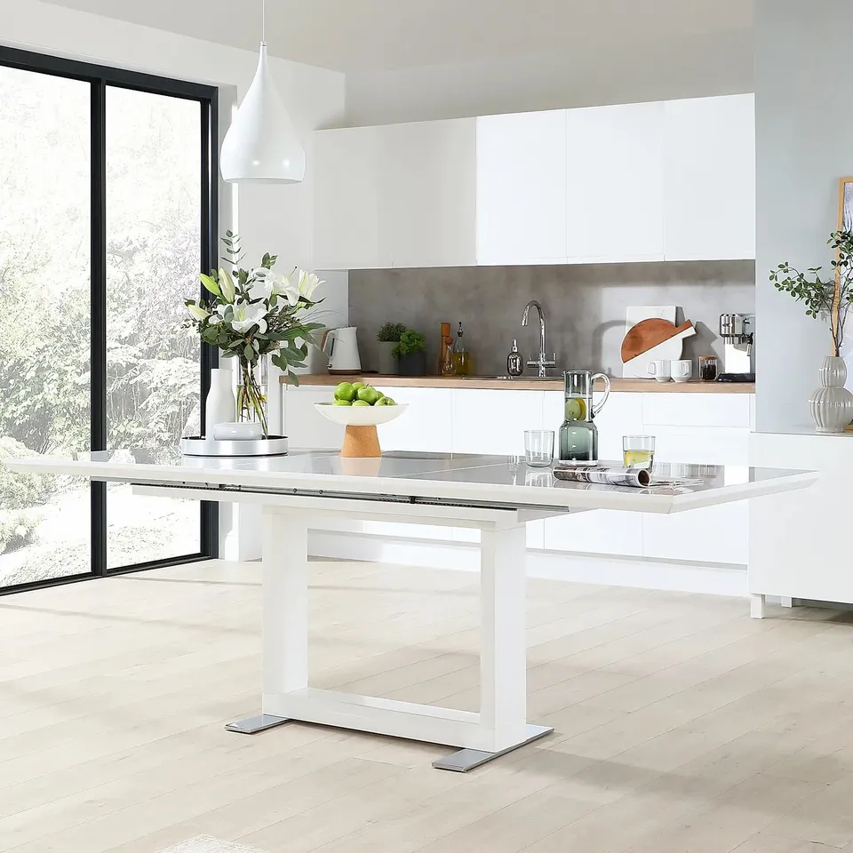 BOXED DESIGNER TOKYO WHITE HIGH GLOSS 160-230cm EXTENDING DINING TABLE (3 BOXES)