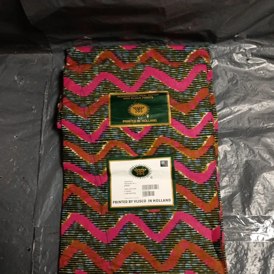 VLISCO DUTCH WAX PRINT COTTON FABRIC – 6 YARDS (5.49M) – PRINTED IN HOLLAND