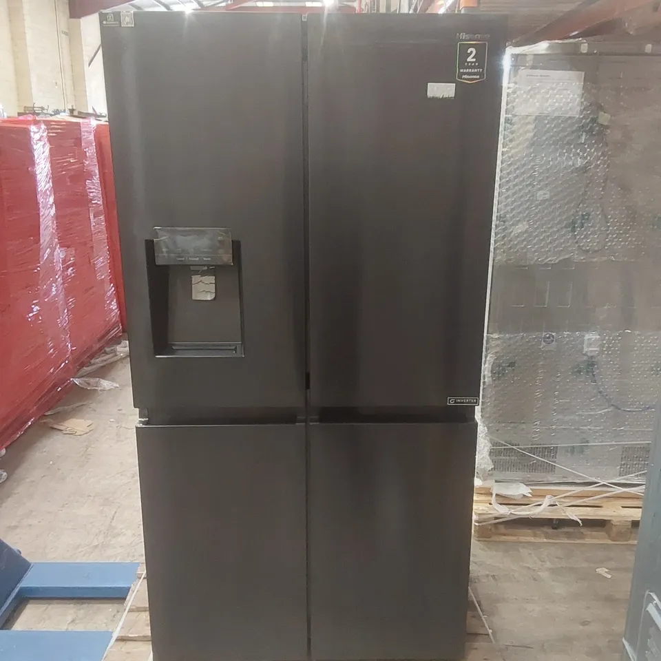 HISENSE PUREFLAT FOUR DOOR FRIDGE FREEZER WITH ICE & WATER NON-PLUMBED RQ760N4SBFE - BLACK STEEL