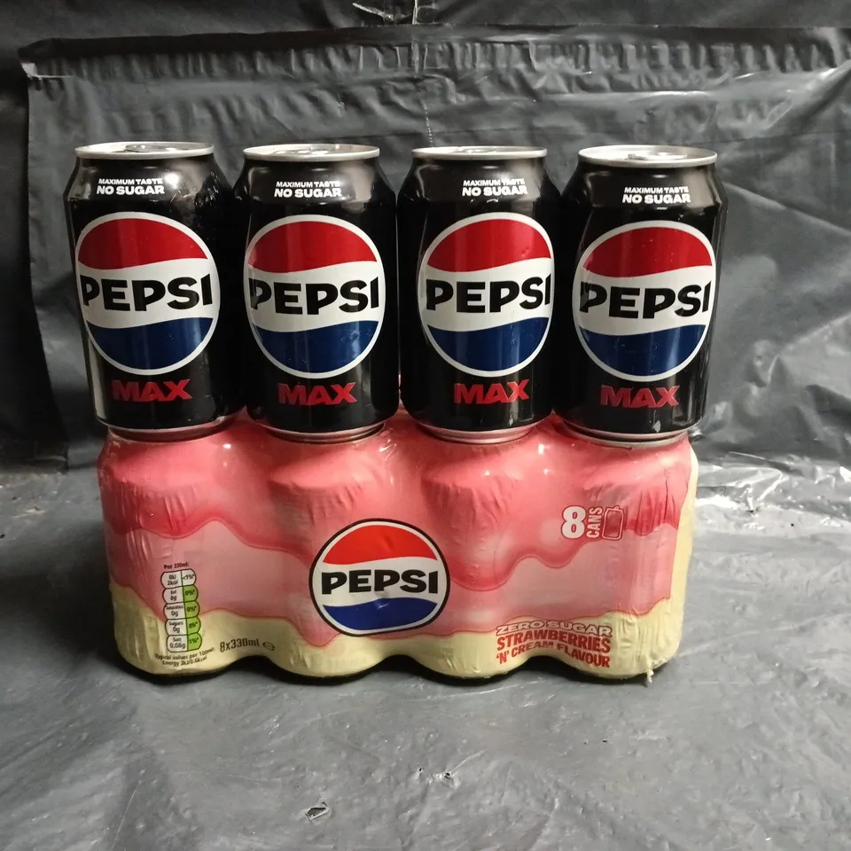 LOT OF 26 330ML CANS OF PEPSI TO INCLUDE MAX AND STRAWBERRIES & CREAM