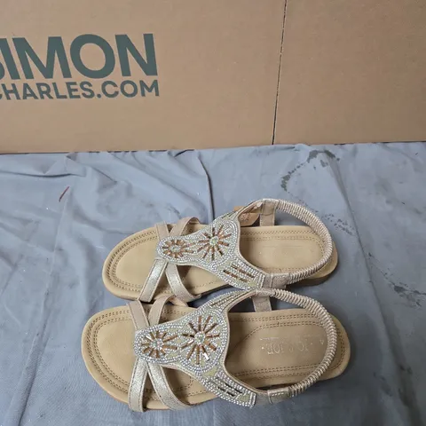 WOMEN'S BEADED SANDALS – GOLD-TONE EMBELLISHED, UK SIZE 4 JO AND JOE BRAND 