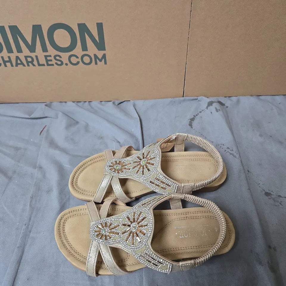 WOMEN'S BEADED SANDALS – GOLD-TONE EMBELLISHED, UK SIZE 4 JO AND JOE BRAND 