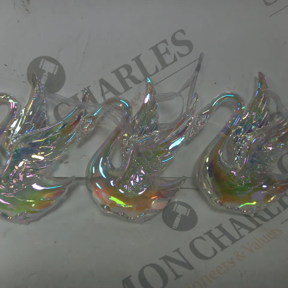 JM BY JULIEN MACDONALD SET OF IRIDESCENT SWAN DECORATIONS