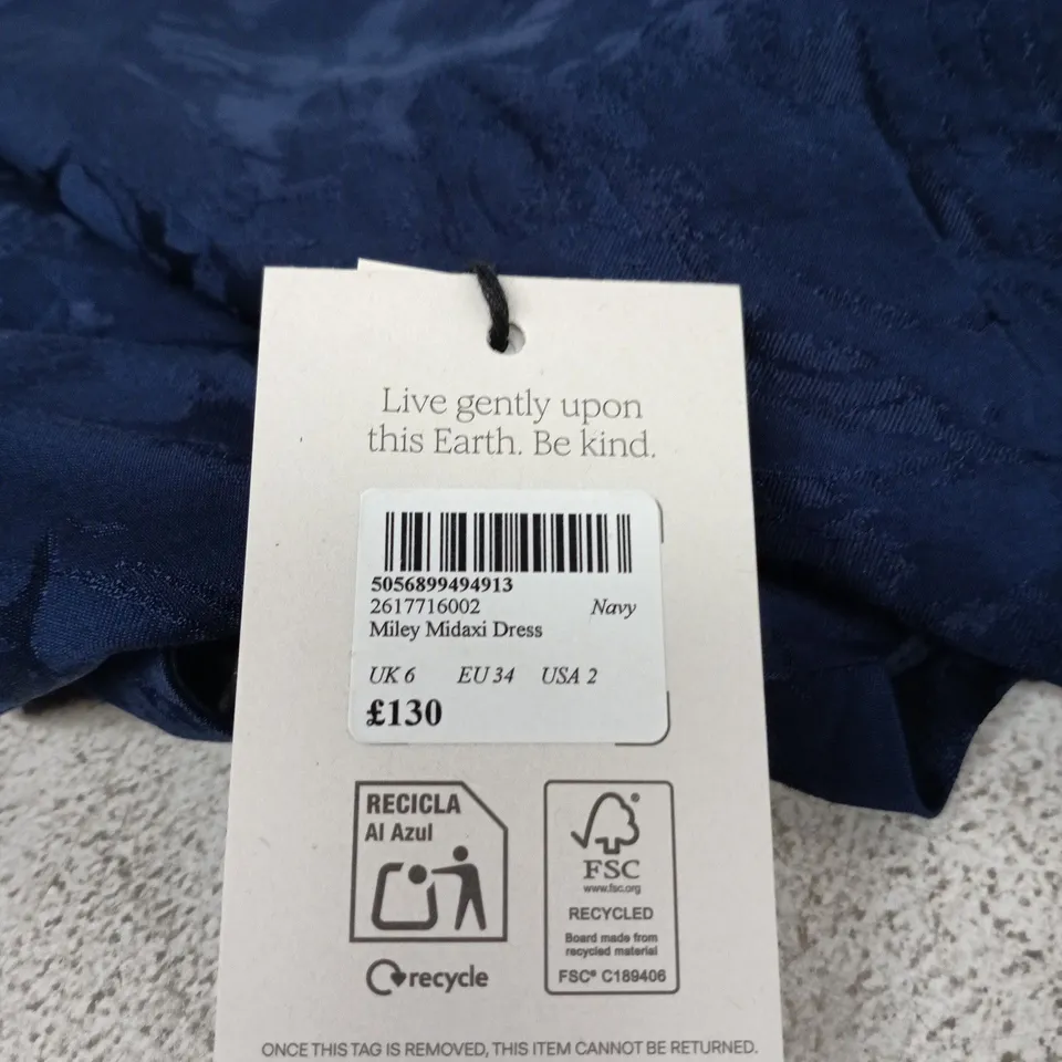 NOBODYS CHILD MILEY MIDAXI DRESS – NAVY – UK 6 