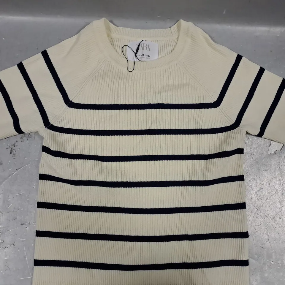 ZARA STRIPED TOP IN CREAM/BLACK SIZE 13-14