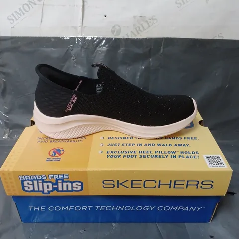SKECHERS SLIP-INS TRAINERS BLACK GLITTER SIZE 6