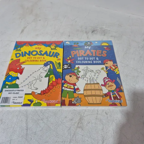 LOT OF APPROXIMATELY 42 DOT TO DOT COLOURING BOOKS INCLUDES DINOSAURS AND PIRATES