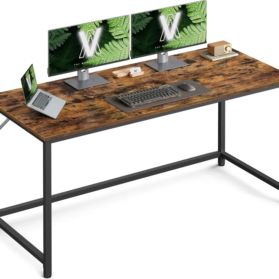 BOXED VASAGLE COMPUTER DESK, 135×60×76CM, FOR STUDY, BEDROOM, LIVING ROOM, RUSTIC BROWN AND INK BLACK