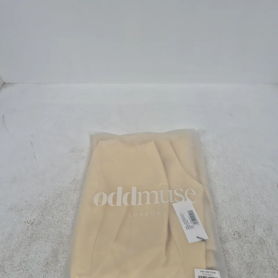 ODDMUSE LONDON HEM MIDI DRESS – BEIGE, UK SIZE L