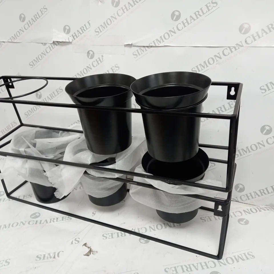 6 ASSORTED PLANT POTS WITH STEAL FRAME