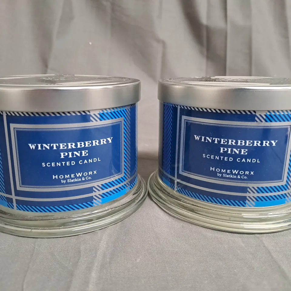 BOXED HOMEWORX BY SLATKIN & CO SET OF 2 WINTERBERRY PINE SCENTED CANDLES