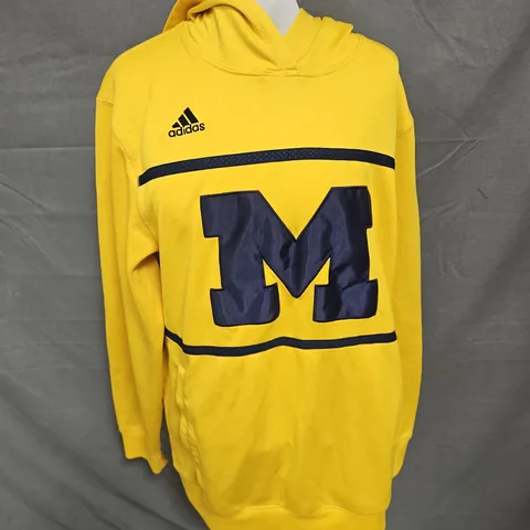 ADIDAS LIGHTWEIGHT HOODIE IN YELLOW/NAVY SIZE M