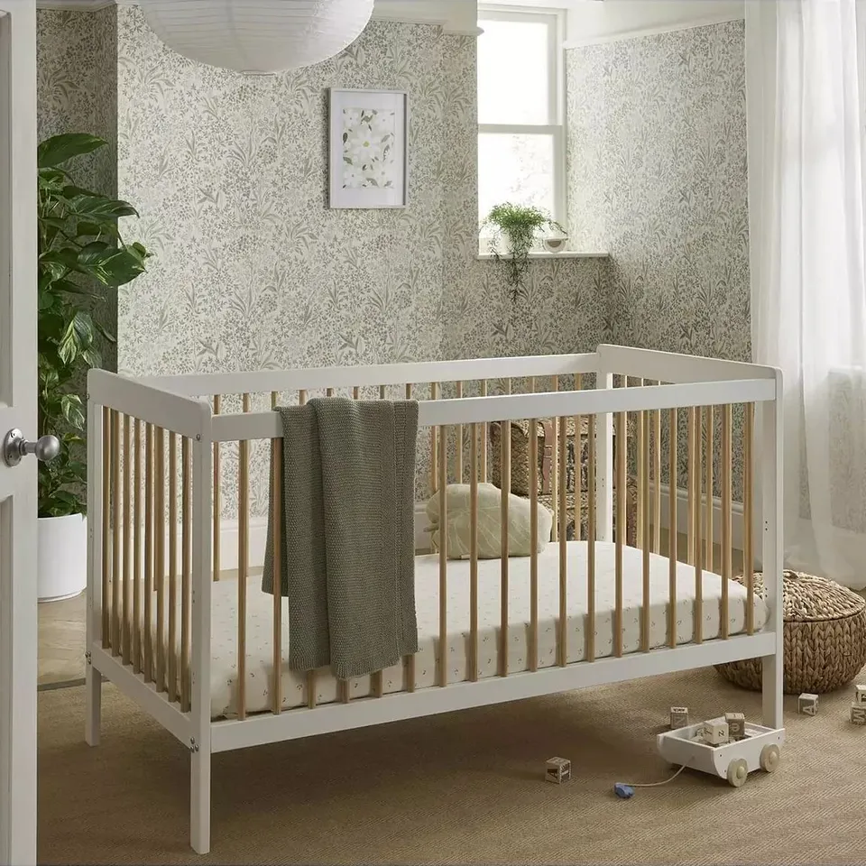 BOXED CUDDLECO NOLA COT BED - WHITE/ NATURAL - COLLECTION ONLY