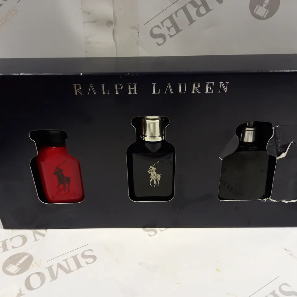 BOXED RALPH LAUREN WORLD OF POLO EAU DE TOILETTE SPRAY GIFT SET 