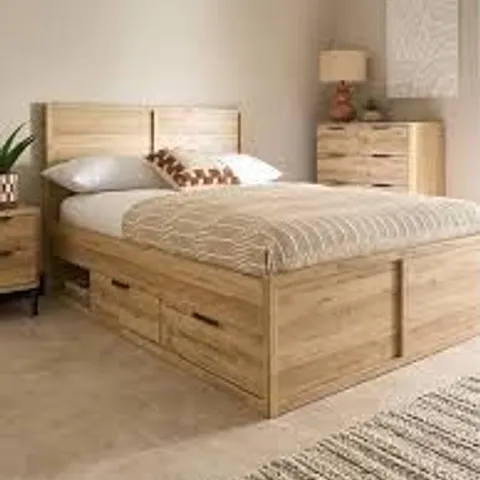 BOXED HARLEM DOUBLE STORAGE BED - LIGHT OAK (3 BOXES)