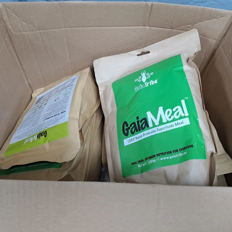 BOX OF APPROXIMATELY 10 GAIA MEAL 100% VEGAN DRINKABLE SUPERFOODS MEAL - DARK COCOA - 1200G