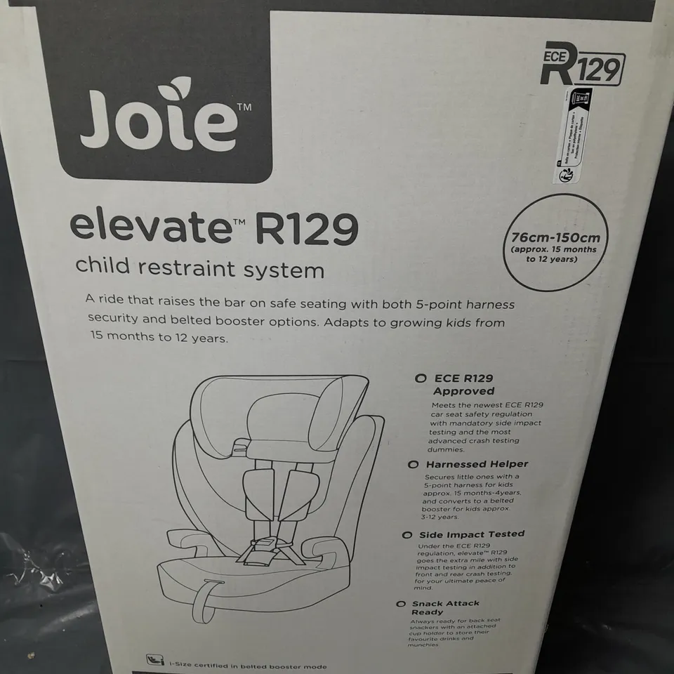 BOXED JOIE ELEVATE R129 CHILD RESTRAINT SYSTEM