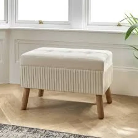 BRAND NEW HOMESDIRECT365 ROSE VELVET OTTOMAN STORAGE STOOL -CREAM-