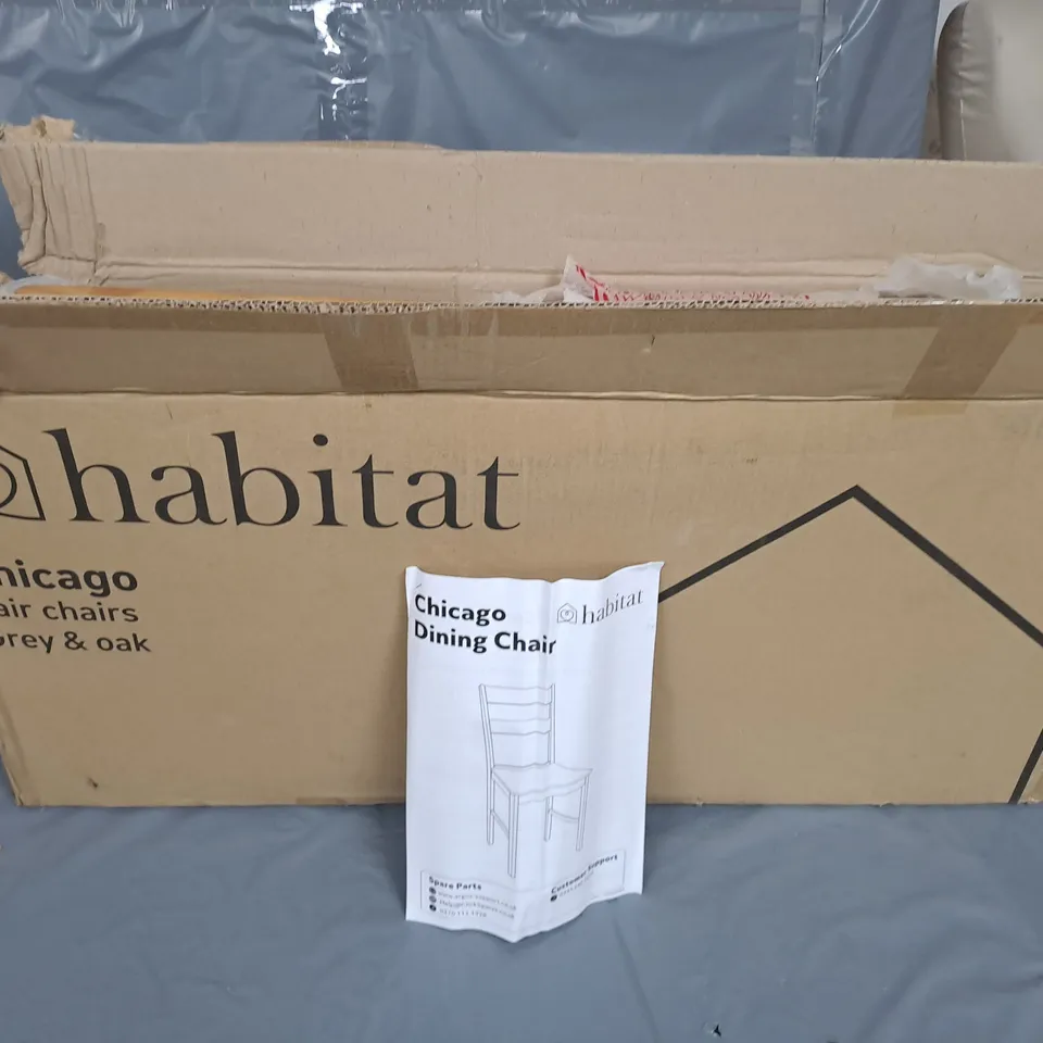 HABITAT CHICAGO PAIR OF CHAIRS IN GREY & OAK - 10F1
