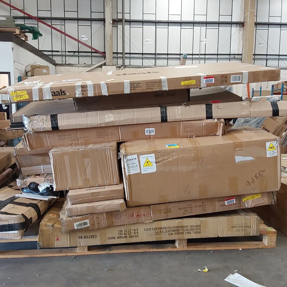 LARGE PALLET OF ASSORTED FURNITURE PARTS AND CONSUMER GOODS
