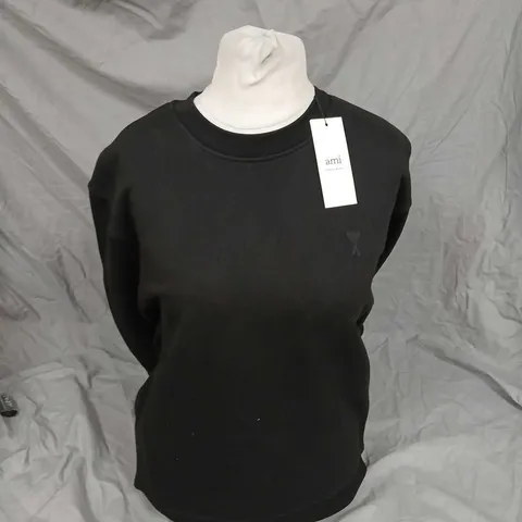 AMI ALEXANDRE MATTIUSSI PARIS BLACK SWEATSHIRT – WITH CHEST LOGO SIZE S
