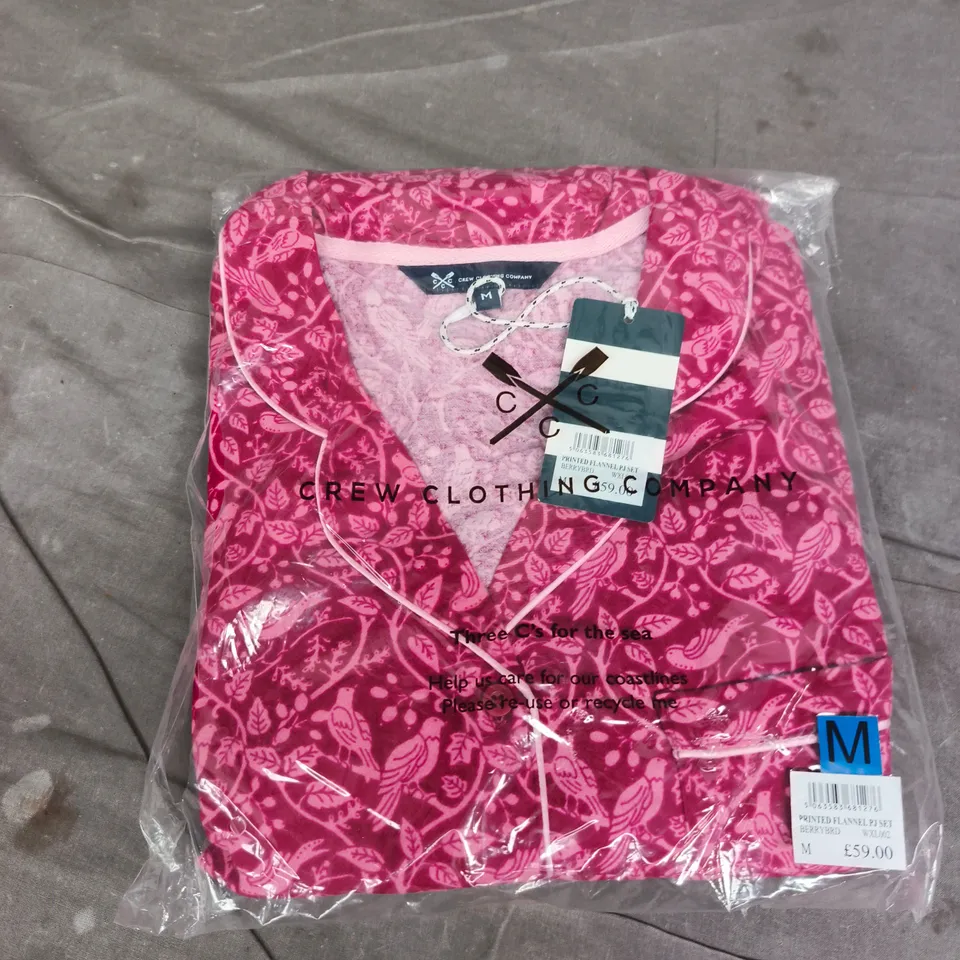 BAGGED CREW CLOTHING COMPANY PRINTED FLANNEL PJ SET IN BERRYBIRD - MEDIUM