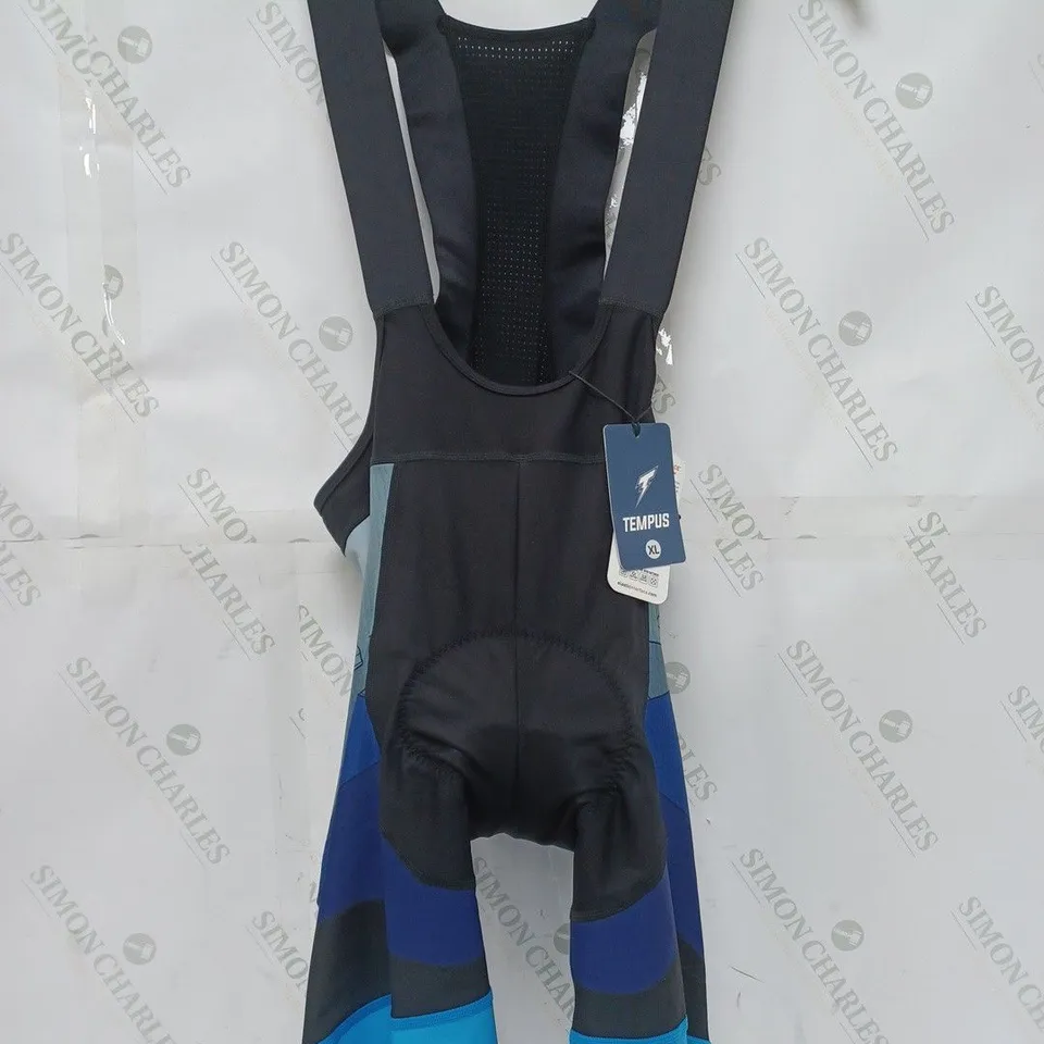 TEMPUS CYCLING OVERALLS IN BLACK/BLUE - XL