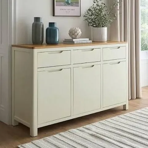 BOXED SAXON LARGE READY ASSEMBLED SIDEBOARD - CREAM/OAK (1 BOX)