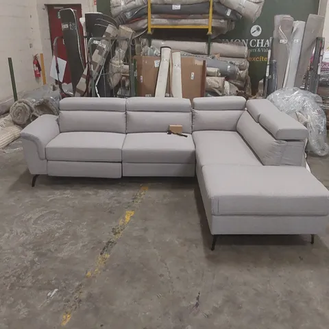 QUALITY DESIGNER FABRIC UPHOLSTERED ELECTRIC RECLINER CORNER SOFA WITH STORAGE